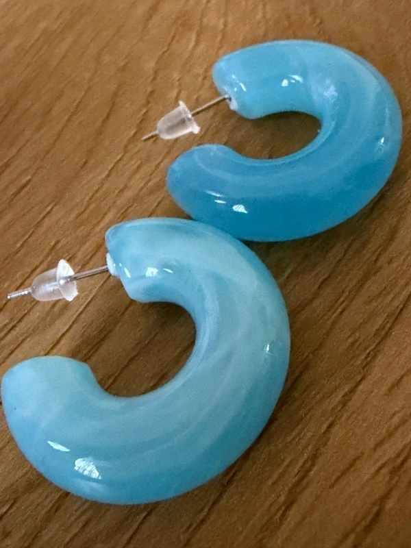 Blue hoop earrings – photo 2
